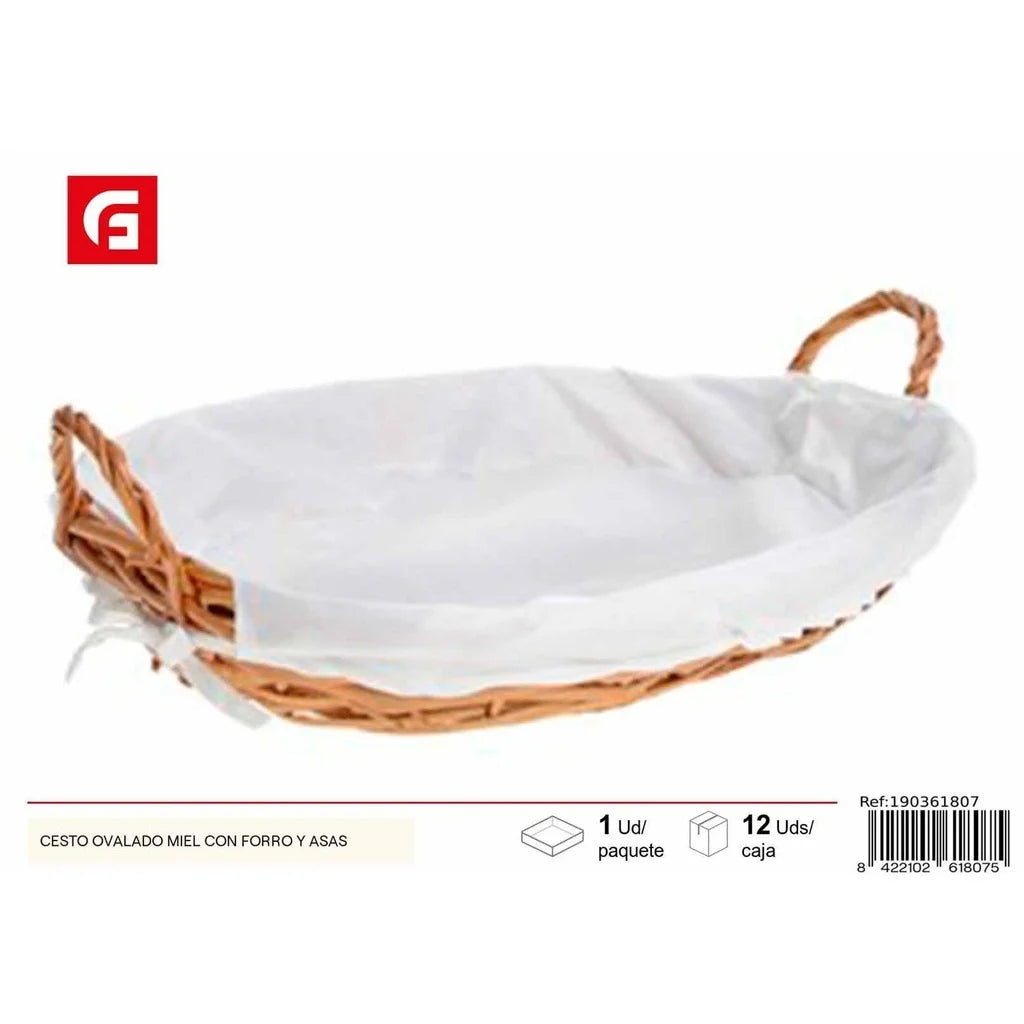Oval honey basket with lining and handles - Home decor