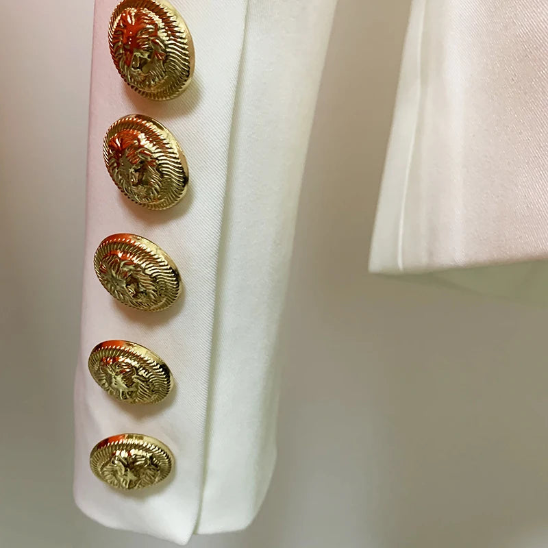 TOP QUALITY New Fashion 2024 Designer Jacket Women's Classic Double Breasted Metal Lion Buttons Blazer Outer Size S-5XL