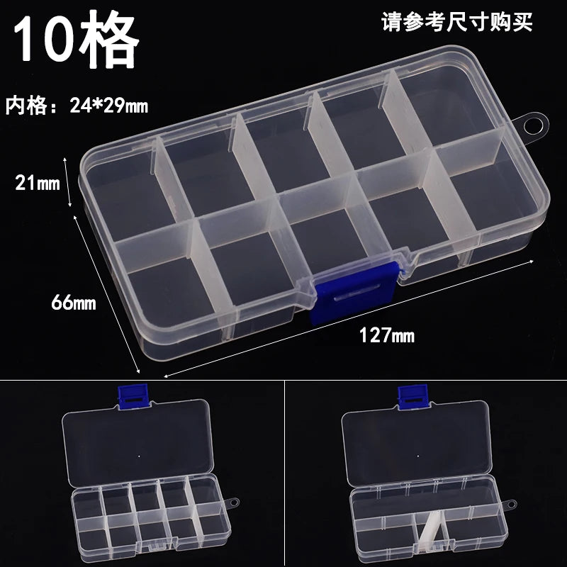 New 10 Slots Cells Colorful Portable Jewelry Tool Storage Box Container Ring Electronic Parts Screw Beads Organizer Plastic Case
