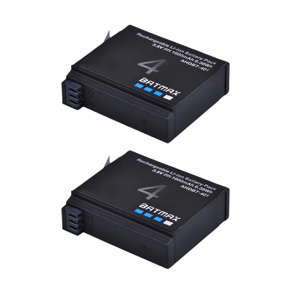 Batmax 1680mAh Gopro Hero 4 Battery Replacement + LED 3-Slots USB Charger for GoPro HERO4 GoPro AHDBT-401 Action Camera Bateria