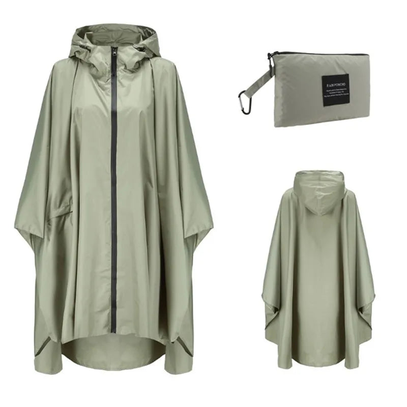 Women Men Poncho Raincoat Waterproof Tent Cover Wear Outdoors Hiking Biker Rain Coat Jacket Zip Cloak Trench