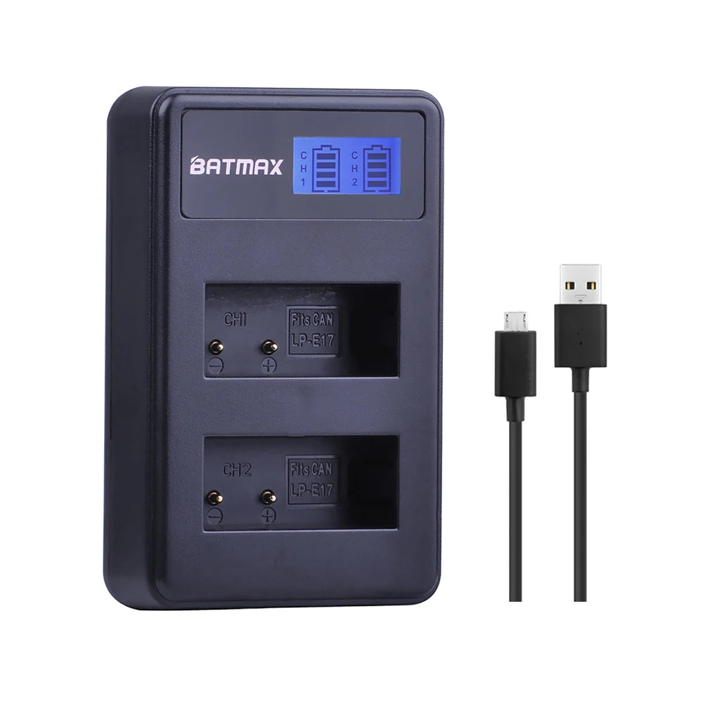 Batmax 1040mAh LP-E17 LP E17 Camera Battery + LCD Dual USB Charger for Canon EOS M3 M5 M6 750D 760D T6i T6s 800D 8000D Kiss X8i