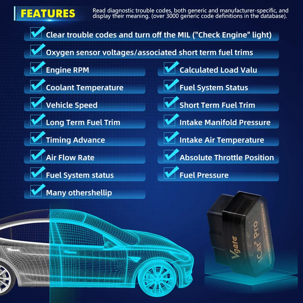 Vgate Vlinker MC V2.2 iCar Pro Bluetooth 4.0 WIFI OBD2 Scanner For Android IOS Auto Code Reader OBDII Tool PK V1.5 ELM327