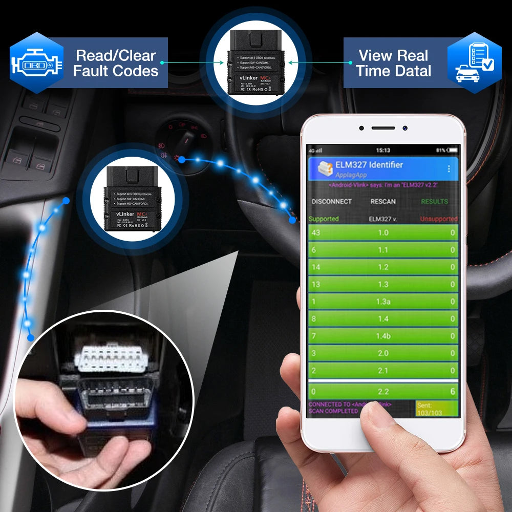 Vgate Vlinker MC V2.2 iCar Pro Bluetooth 4.0 WIFI OBD2 Scanner For Android IOS Auto Code Reader OBDII Tool PK V1.5 ELM327