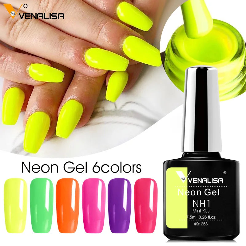 Venalisa Tempered No Wipe Top Coat Base Gel Top Coat Matte Top Nail Gel 7.5ML All Nails Base&Top Gel neon color nail polish gel
