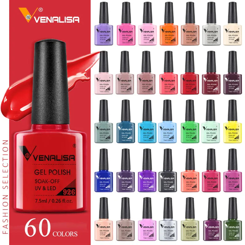 Venalisa Long Wear Top Coat Tempered Top Coat Peel Off Base Coat Color Nail Gel Polish Beautiful Semi Permanent Nail Gel Enamel