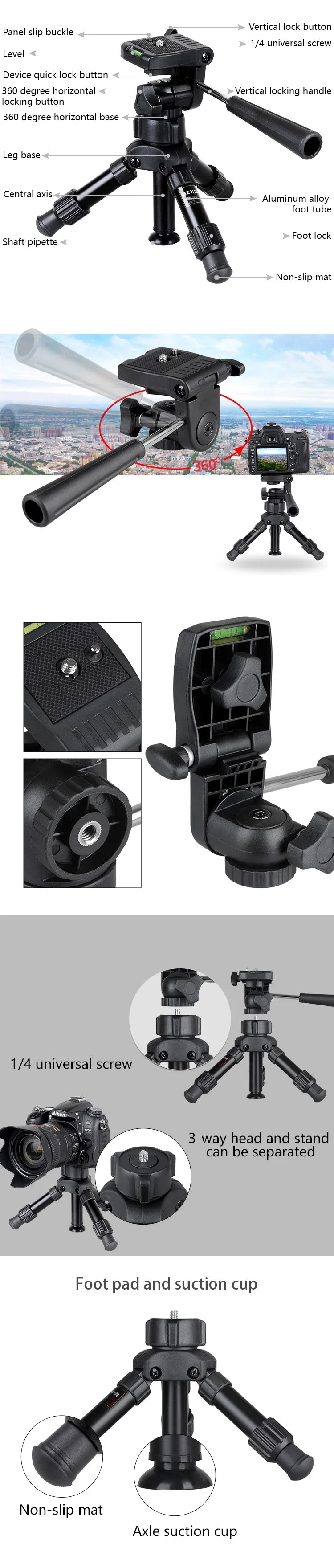 BEXIN Phone stand mini tripod camera holder smartphone tripod flexible folding desktop pocket tripod for mobile phone dslr