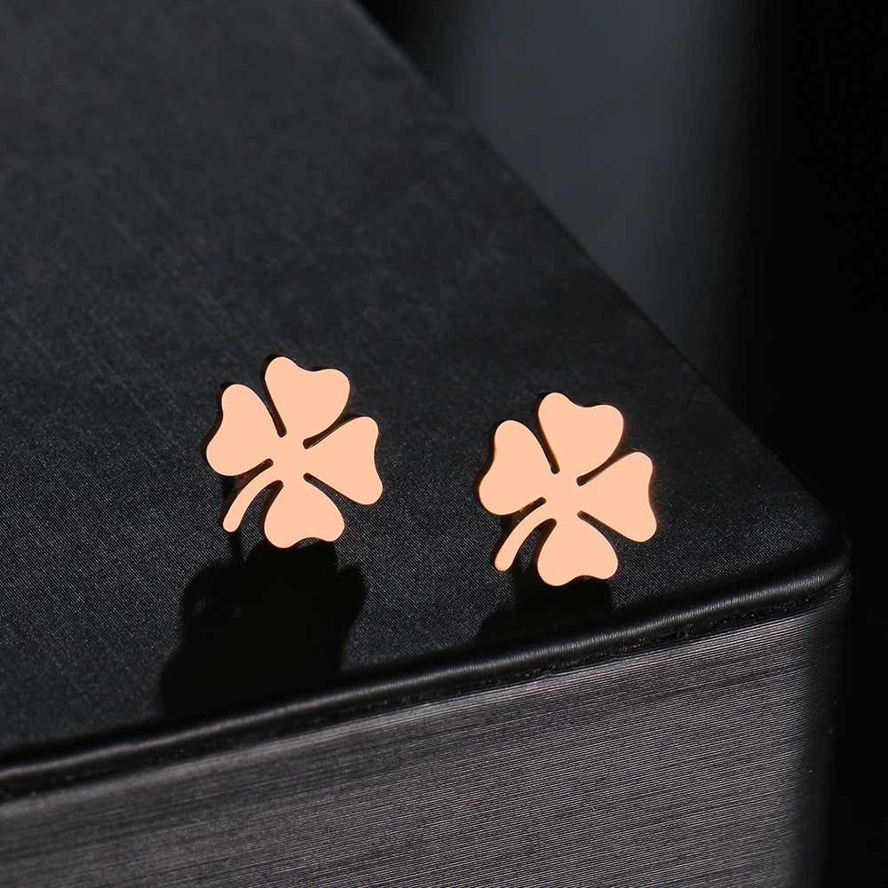 DOTIFI Stainless Steel Stud Earring For Women Man Clover Gold Color Lover's Engagement Jewelry Drop Shipping