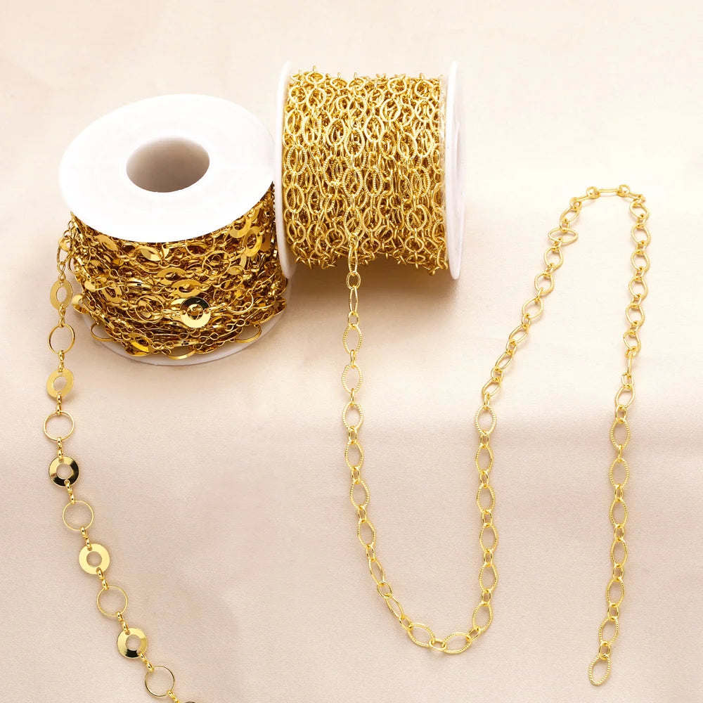 ASJEWELRY 10Meter/Roll Gold Plated Rolo Chains Brass Jewelry Handmade DIY Necklace Bracelet Chains Bulk Wholesale 2405 Cana227
