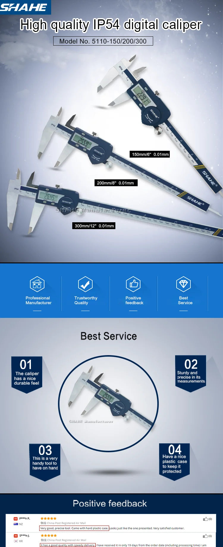 SHAHE IP54 150/200/300 mm Digital Electronic Caliper Ruler Digital Vernier Caliper Digital Caliper Stainless Steel Calipers