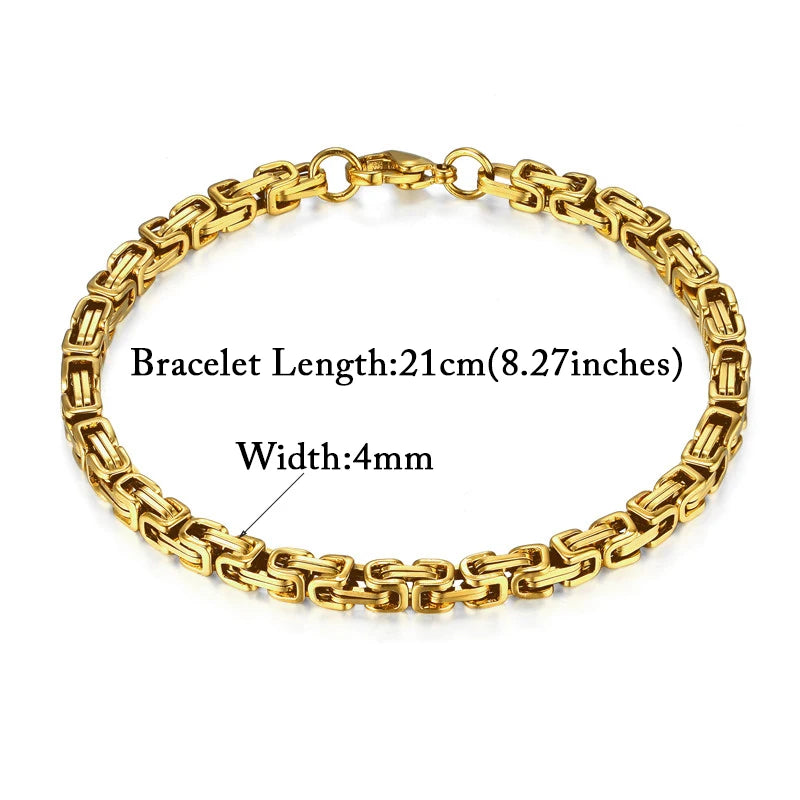 Men's 316L Stainless Steel Male Bracelet Wholesale Gold Silver Color Braclet Chunky Cuban Chain Link Bracelet For Man Jewelry