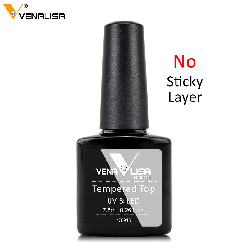 Venalisa Tempered No Wipe Top Coat Base Gel Top Coat Matte Top Nail Gel 7.5ML All Nails Base&Top Gel neon color nail polish gel