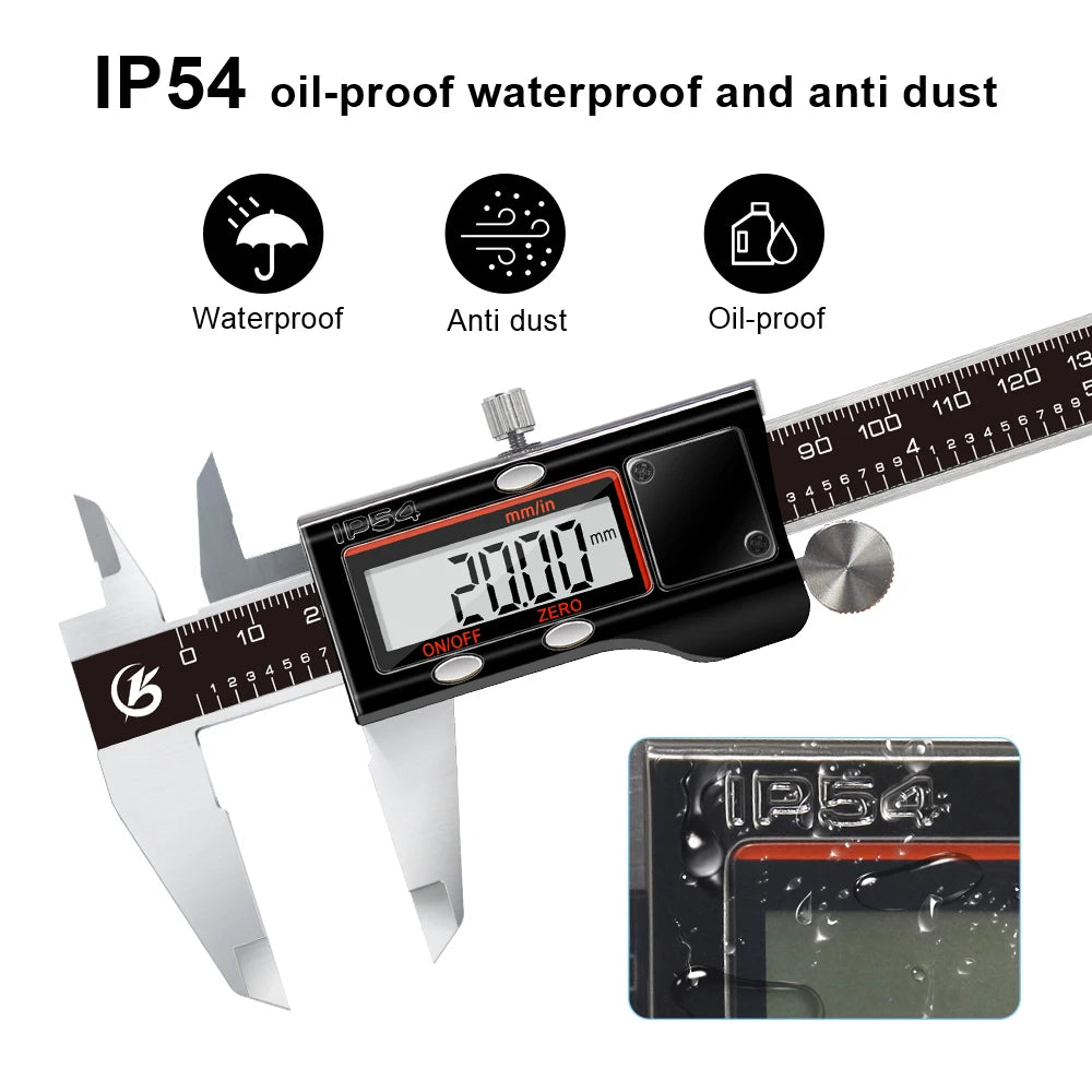 Digital Vernier Caliper 6 Inch 150mm Stainless Steel Electronic Metal Caliper Micrometer Depth Measuring Tools