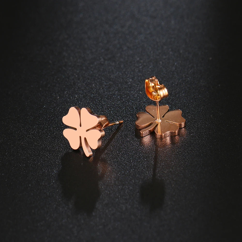 DOTIFI Stainless Steel Stud Earring For Women Man Clover Gold Color Lover's Engagement Jewelry Drop Shipping