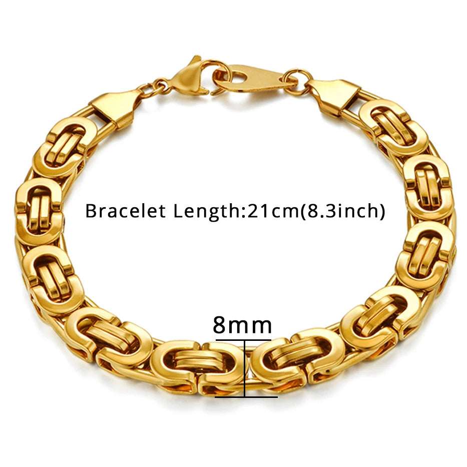 Men's 316L Stainless Steel Male Bracelet Wholesale Gold Silver Color Braclet Chunky Cuban Chain Link Bracelet For Man Jewelry