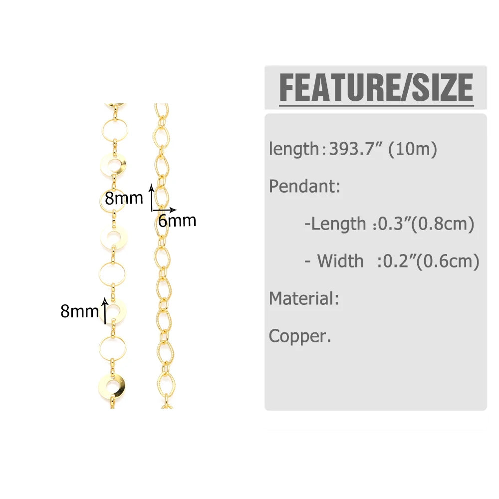 ASJEWELRY 10Meter/Roll Gold Plated Rolo Chains Brass Jewelry Handmade DIY Necklace Bracelet Chains Bulk Wholesale 2405 Cana227