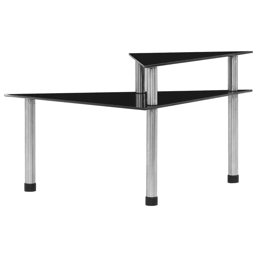 W2B VidaXL 19.5x13.8x10.2'' Black Tempered Glass Kitchen Shelf Wall & Display Shelves