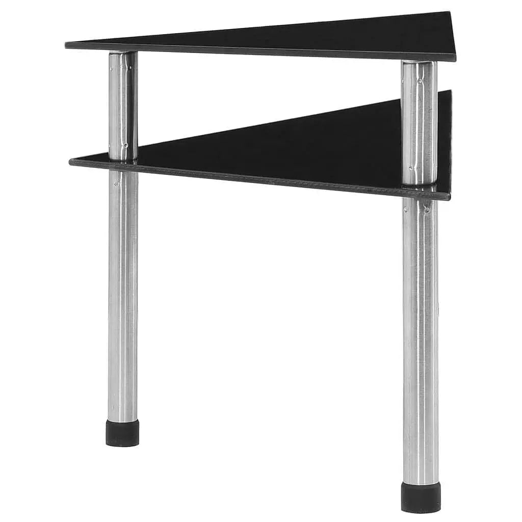 W2B VidaXL 19.5x13.8x10.2'' Black Tempered Glass Kitchen Shelf Wall & Display Shelves