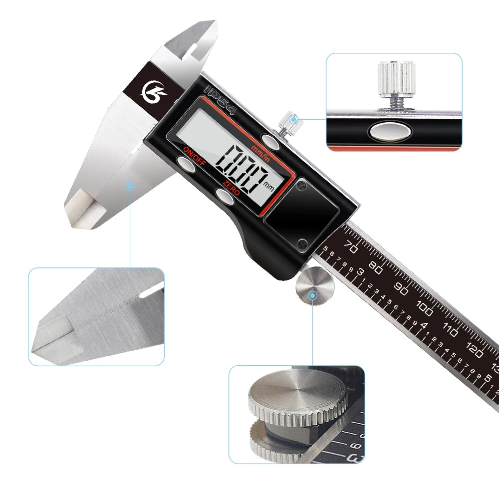 Digital Vernier Caliper 6 Inch 150mm Stainless Steel Electronic Metal Caliper Micrometer Depth Measuring Tools