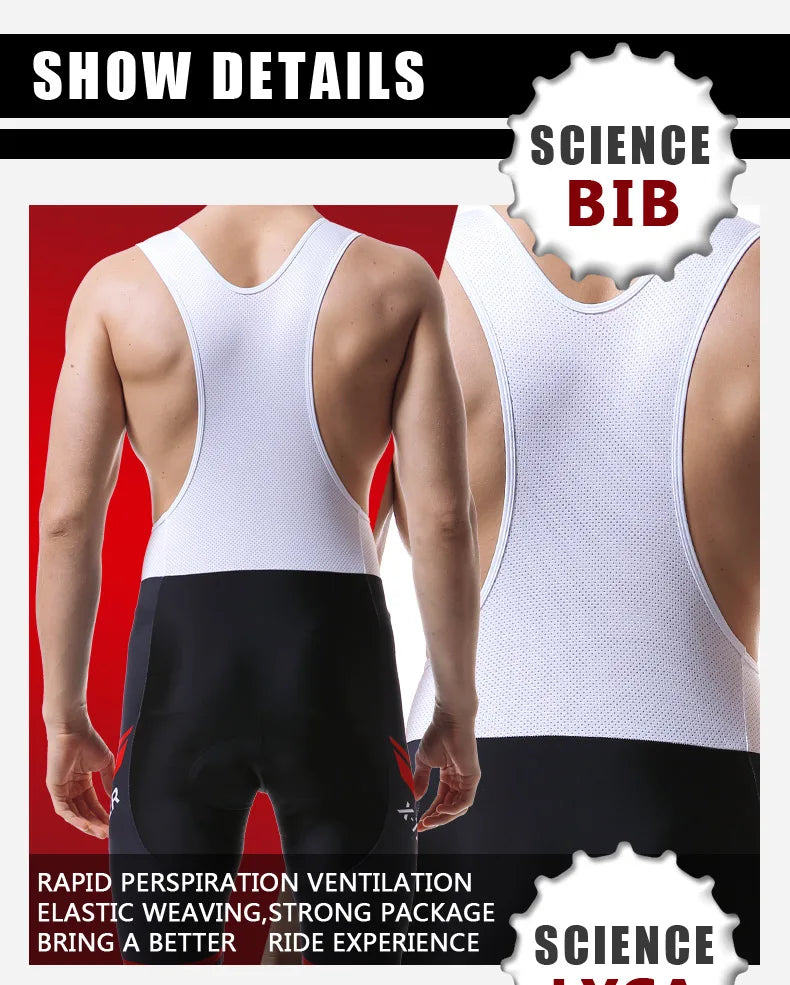 X-TIGER Cycling Bibs Shorts Summer Bike Breathable Men's 5D Gel Padded Bike Tights Triathlon Man Pro Licra Bicycle Shorts