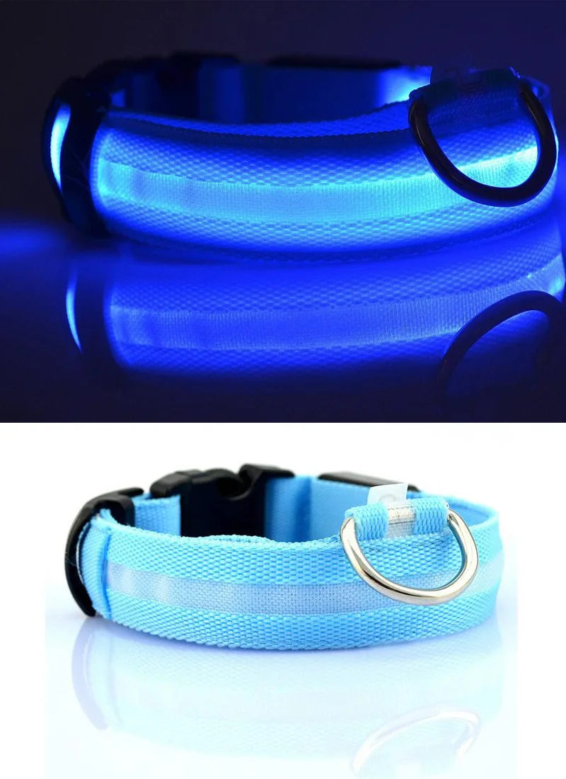 YUDODO Nylon LED Pet Dog Collars for animals Night Safety Flashing Glow Dog Leash Dogs Luminous Fluorescent Collars Pet Supplies