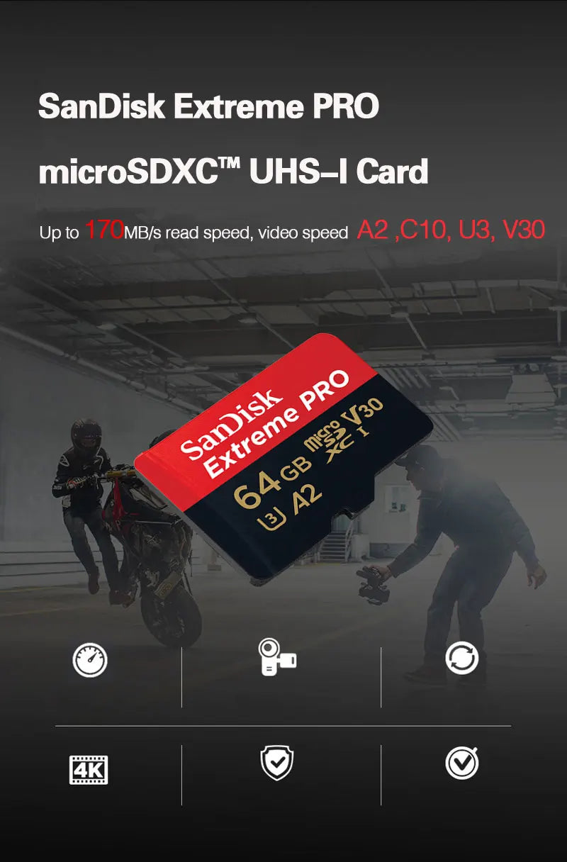 SanDisk Extreme PRO microsd 256GB UHS-I Memory Card 512GB micro SD Card 64GB TF Card 200MB/s Class10 U3 V30 A2 cartao de memoria