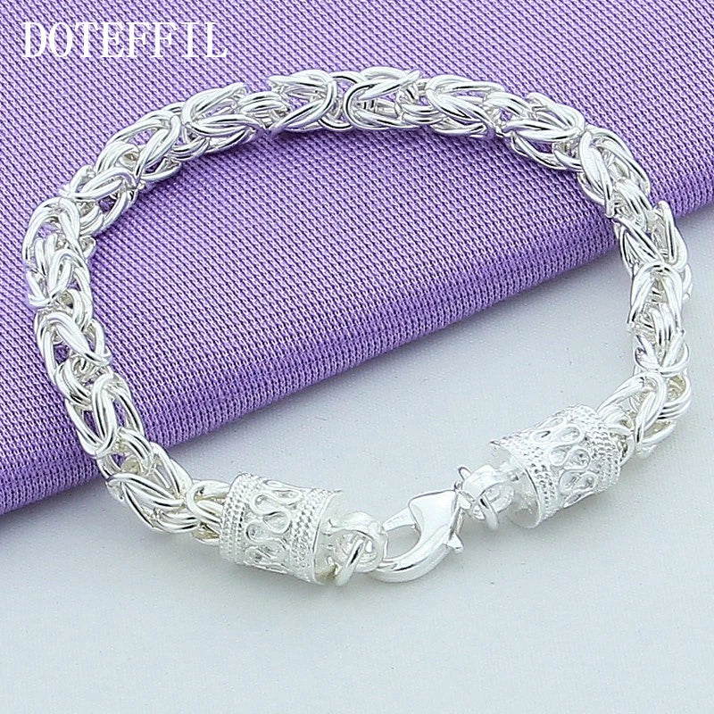 DOTEFFIL 925 Sterling Silver/18K Gold Lobster Clasp Bracelet For Woman Man Fashion Wedding Engagement Jewelry
