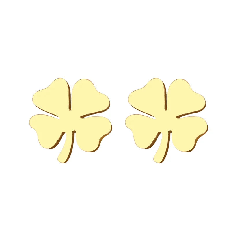 DOTIFI Stainless Steel Stud Earring For Women Man Clover Gold Color Lover's Engagement Jewelry Drop Shipping