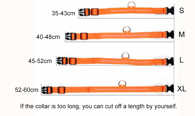 YUDODO Nylon LED Pet Dog Collars for animals Night Safety Flashing Glow Dog Leash Dogs Luminous Fluorescent Collars Pet Supplies