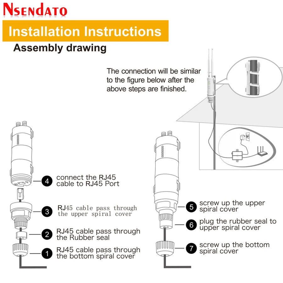 2.4G/5G Dual Band Outdoor Wifi Router Amplifier AC600 High Power Wireless AP Repeater Waterproof Wifi Extender with AP WISP