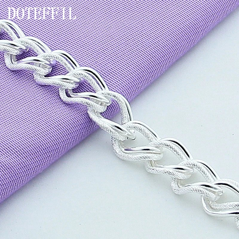 DOTEFFIL 925 Sterling Silver Matte Smooth Ring Chain Bracelet For Women Man Fashion Wedding Engagement Party Jewelry