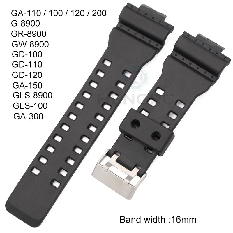 Watchband Silicone Rubber Band Men Sports Diving Black Strap PU Replace Electronic Wristwatch Belt Watch Accessories