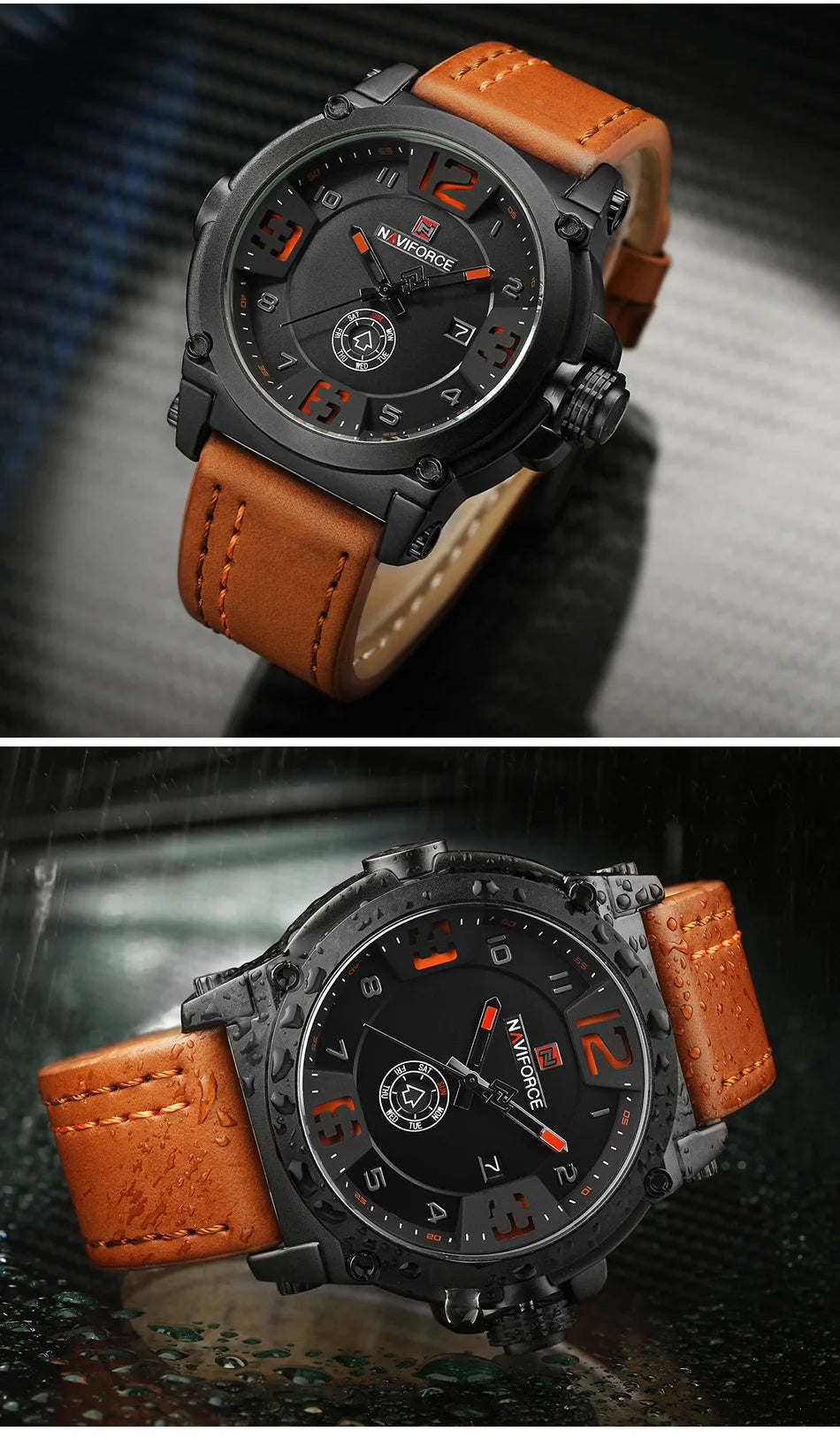 NAVIFORCE Luxury Brand Men Sports Military Quartz Watch for Man Analog Date Clock Leather Strap Wristwatch Relogio Free Shiping