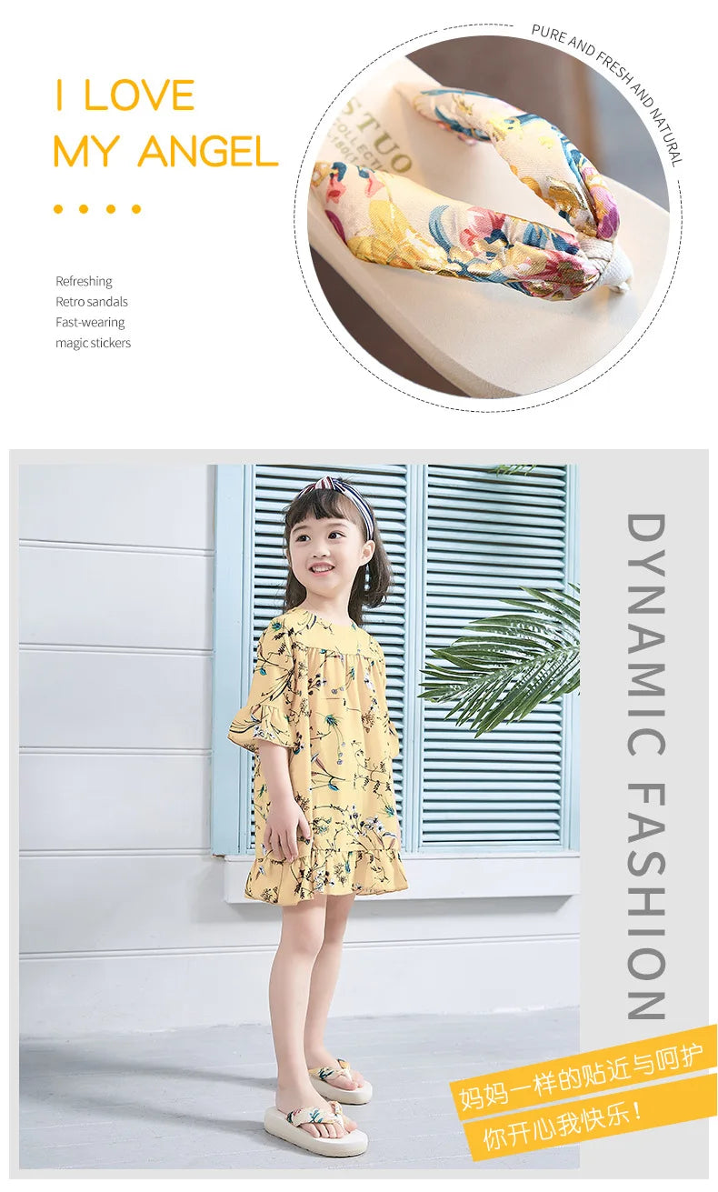 Floral Beach Sandals Wedge Platform Thongs Slippers Flip Flops suummer shose for women girls