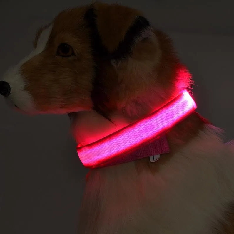 YUDODO Nylon LED Pet Dog Collars for animals Night Safety Flashing Glow Dog Leash Dogs Luminous Fluorescent Collars Pet Supplies