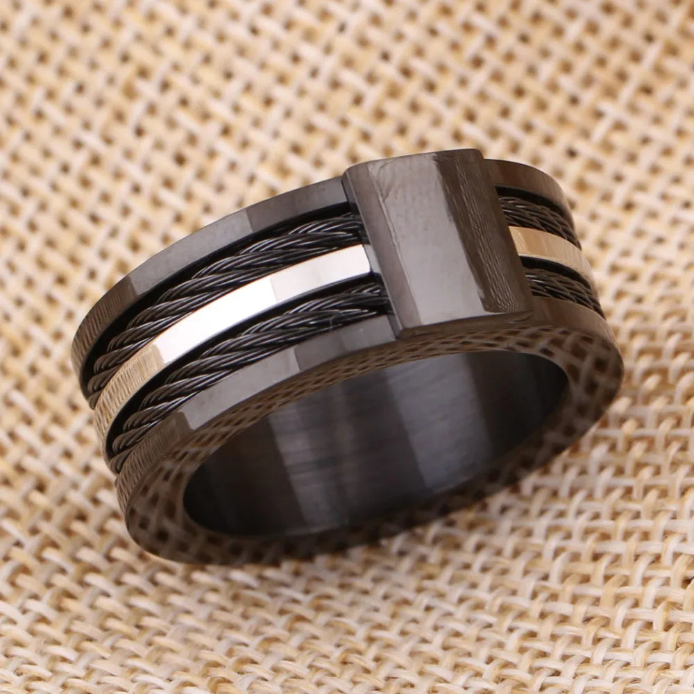 Black Male Unique Ring Wedding Band Tungsten Carbide Ring 12.5mm Man Anniversary Jewelry Size 9# 10# 11# 12#