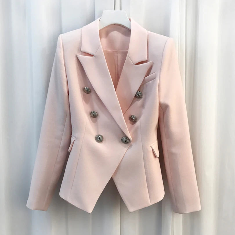 HIGH QUALITY New Fashion 2025 Baroque Designer Blazer Jacket Women's Silver Lion Buttons Double Breasted Blazer Outerwear