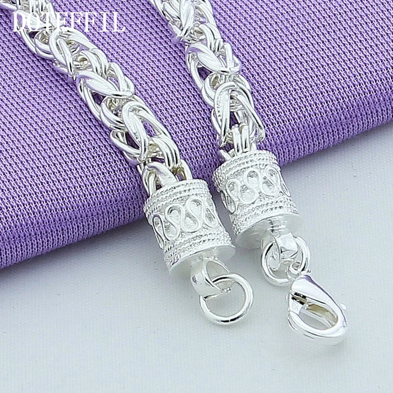 DOTEFFIL 925 Sterling Silver/18K Gold Lobster Clasp Bracelet For Woman Man Fashion Wedding Engagement Jewelry
