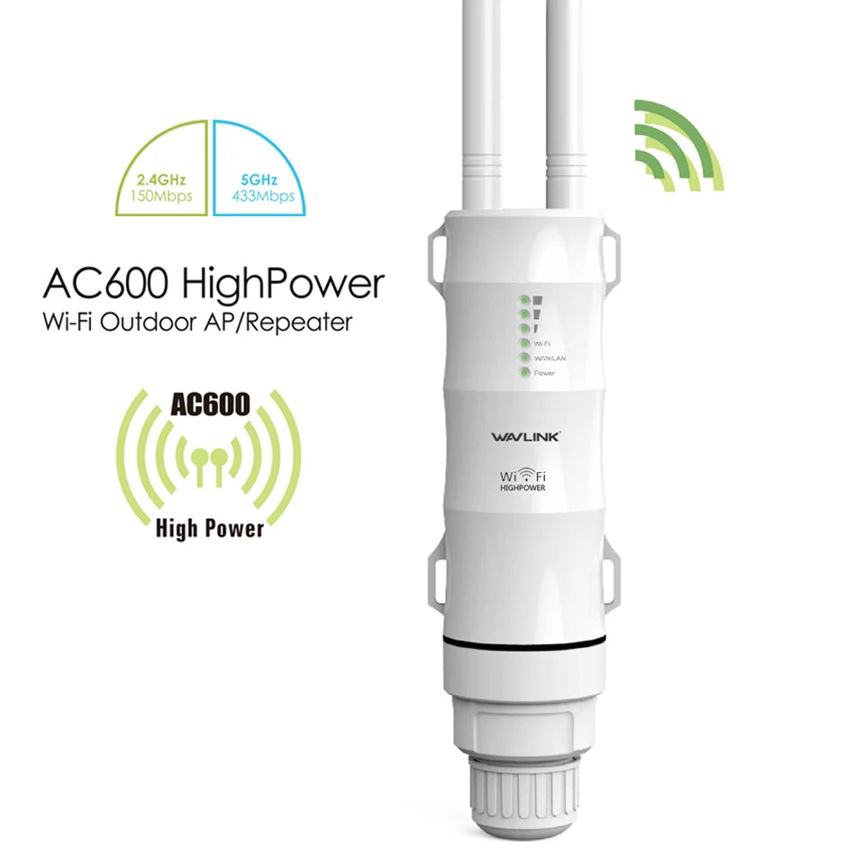 2.4G/5G Dual Band Outdoor Wifi Router Amplifier AC600 High Power Wireless AP Repeater Waterproof Wifi Extender with AP WISP