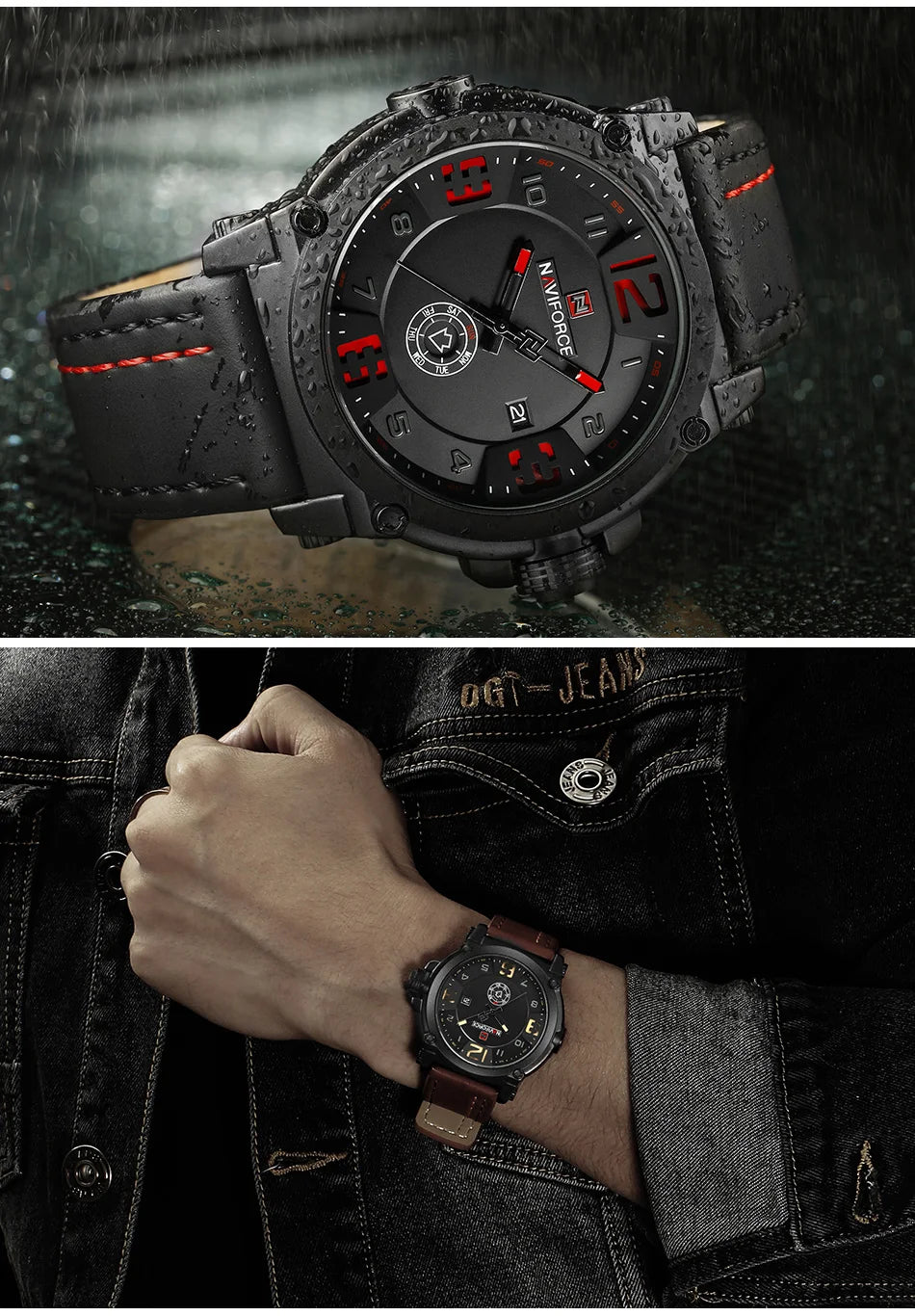 NAVIFORCE Luxury Brand Men Sports Military Quartz Watch for Man Analog Date Clock Leather Strap Wristwatch Relogio Free Shiping