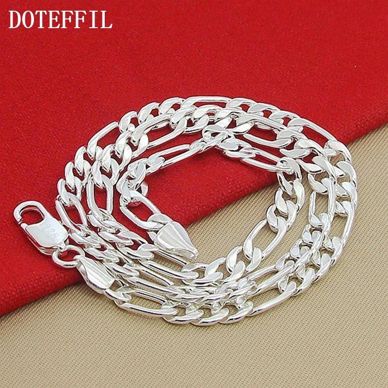 DOTEFFIL 925 Sterling Silver 8mm Chain Sideways Necklace Man Woman Senior Luxury Jewelry Statement Necklace