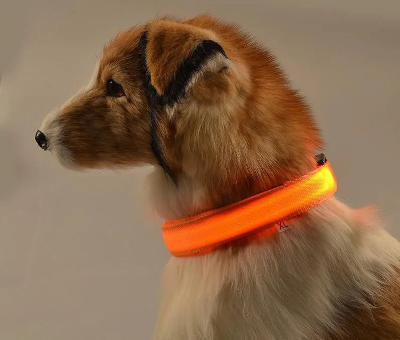 YUDODO Nylon LED Pet Dog Collars for animals Night Safety Flashing Glow Dog Leash Dogs Luminous Fluorescent Collars Pet Supplies