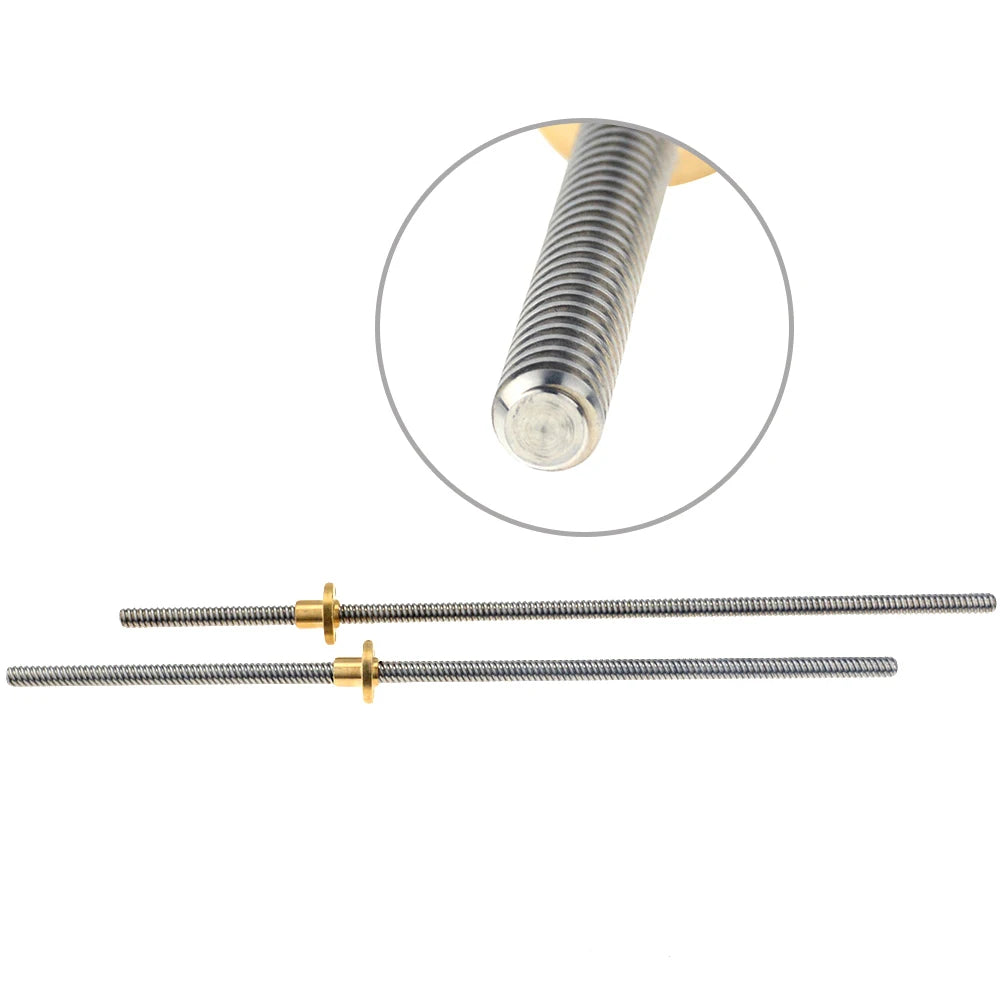 CNC 3D Printer THSL-300-8D Trapezoidal Rod T8 Lead Screw Thread 8mm Lead1mm Length100mm200mm300mm400mm500mm600mm with Brass Nut