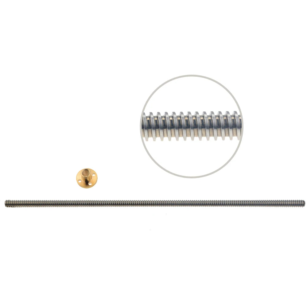 CNC 3D Printer THSL-300-8D Trapezoidal Rod T8 Lead Screw Thread 8mm Lead1mm Length100mm200mm300mm400mm500mm600mm with Brass Nut