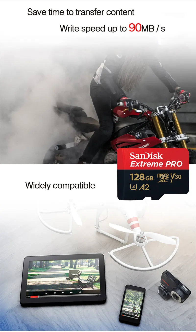 SanDisk Extreme PRO microsd 256GB UHS-I Memory Card 512GB micro SD Card 64GB TF Card 200MB/s Class10 U3 V30 A2 cartao de memoria