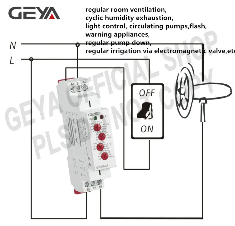 GEYA GRT8-S Asymmetric Cycle Timer Relay SPDT 220V 16A  AC/DC12V-240V Electronic Repeat Relay