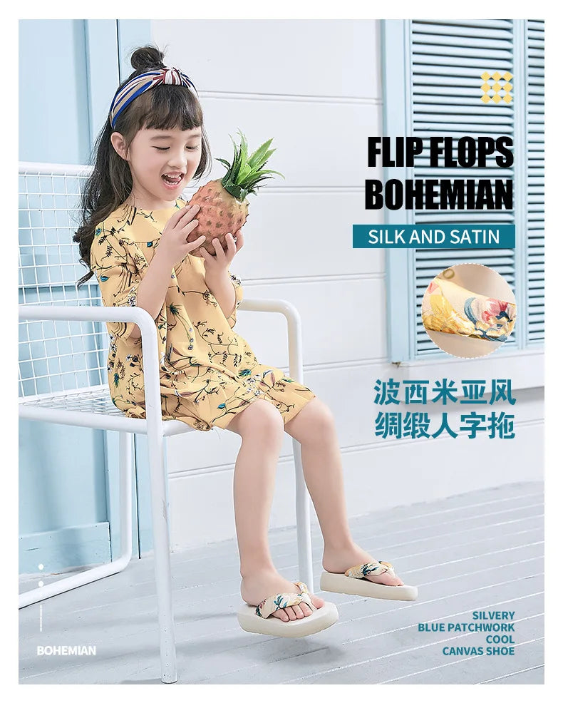 Floral Beach Sandals Wedge Platform Thongs Slippers Flip Flops suummer shose for women girls