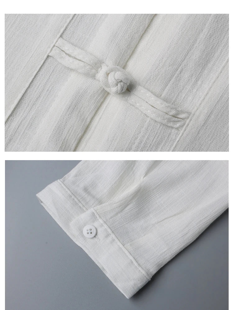 Tradictional Chinese Clothing For Men Half Sleeve Cotton Linen Chinese Style Shirts  Kung Fu Tai Chi Tang Suit Style Tops CN-026