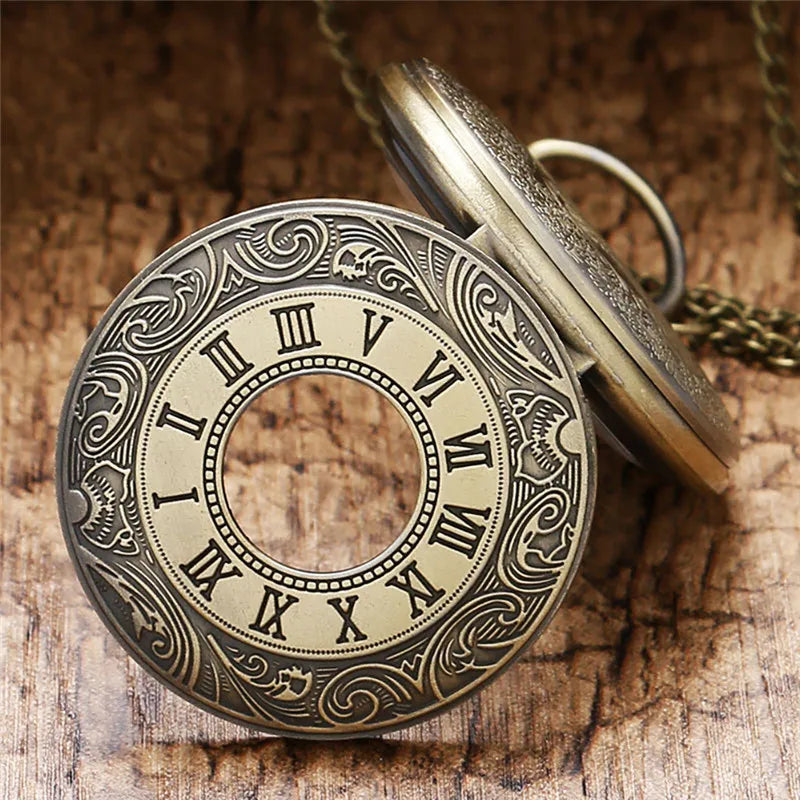 Vintage Charm Black Unisex Fashion Roman Number Quartz Steampunk Pocket Watch Women Man Necklace Pendant with Chain Gifts P427