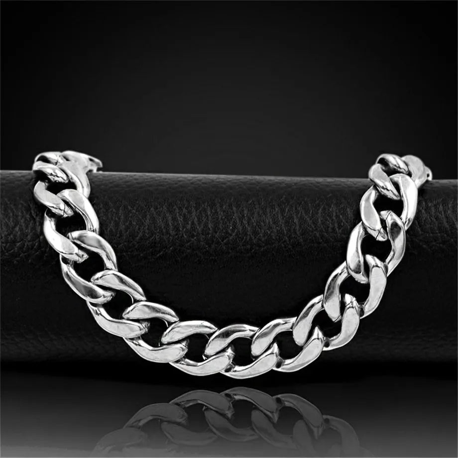 Men's 316L Stainless Steel Male Bracelet Wholesale Gold Silver Color Braclet Chunky Cuban Chain Link Bracelet For Man Jewelry